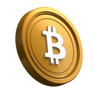 Hero bölümü tasarımında açılı bir Bitcoin (BTC) coin resmi